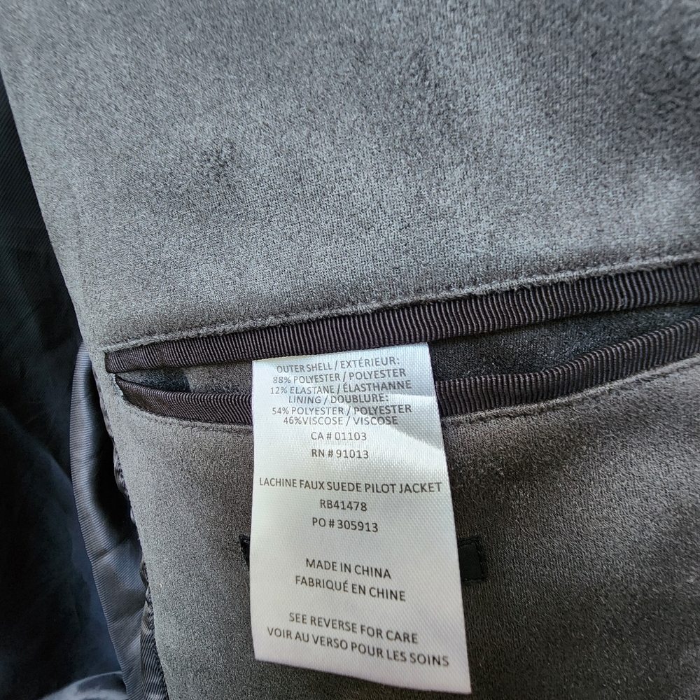 Robert Barakett Men's Charcoal Faux Suede Pilot Jacket XL NWOT Bomber - Picture 7 of 15